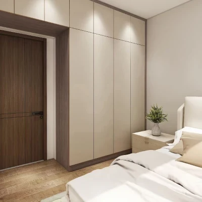 Muebles de dormitorio personalizados, Soluciones integrales para guardarropa de muebles modernos, acabado en melamina, Paneles de puertas de mascotas, Paneles de puertas pintadas, Multi-