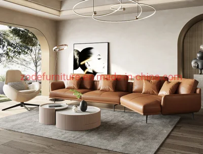 Zode Sección Juego de Sofás Modernos Muebles Seccionales Chesterfield Esquinero en Forma de L Sala de Estar Sofá de Cuero de PU.