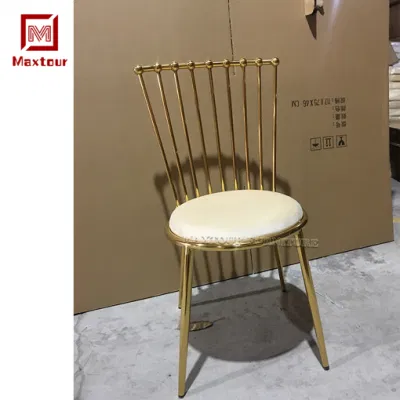  Nuevo diseño elegante de acero inoxidable de oro Chiavari silla brillante Boda Y asiento de metal para los salones de comidas de los hoteles