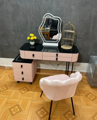 Tocador de madera moderno Nova, muebles inteligentes, dormitorio, mesa de maquillaje, tocador inteligente con espejo LED
