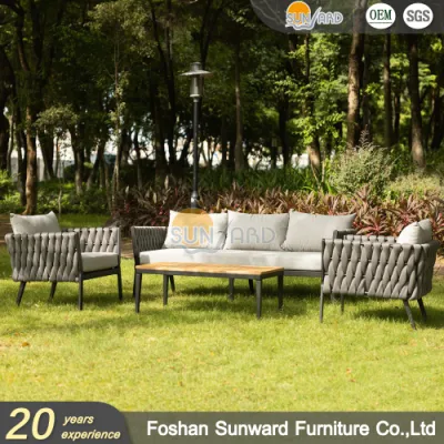  Sofá moderno Sunward para exteriores, hotel, hogar, jardín, patio. Conjunto de sofás de cuerda para muebles.