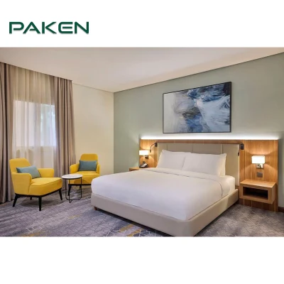 hecho personalizado hospitalidad moderna Apartamento Habitación dormitorio cama King Size de conjuntos completos 5 estrellas de lujo del Hotel mobiliario de madera