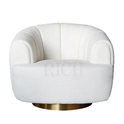 Luxury Hotel White Lounge Sillón pequeño para el dormitorio esperando Swivel Sillón nórdico de peluche de tela moderna silla de peluche