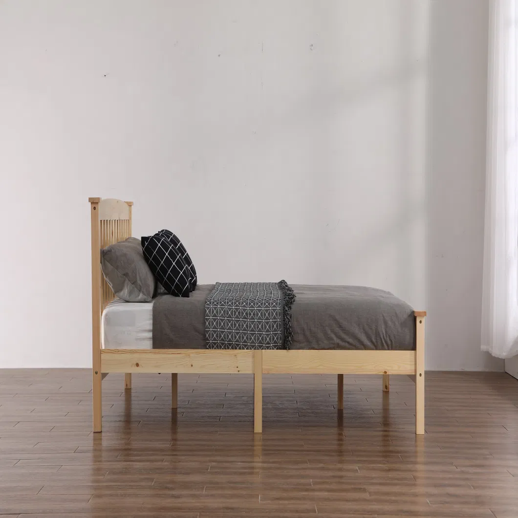 Home Bedroom Furniture Manufacturer Factory Wholesale Furniture of Kd Pine Solid Wood Bed Varnish Children Full/Double