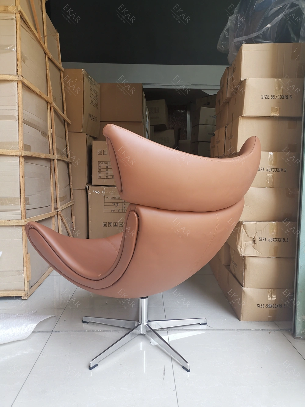 Wholesale Discount Home Furniture Modern Imola Metal Leg High Back Leather Leisure Single Sofa Lounge Chair