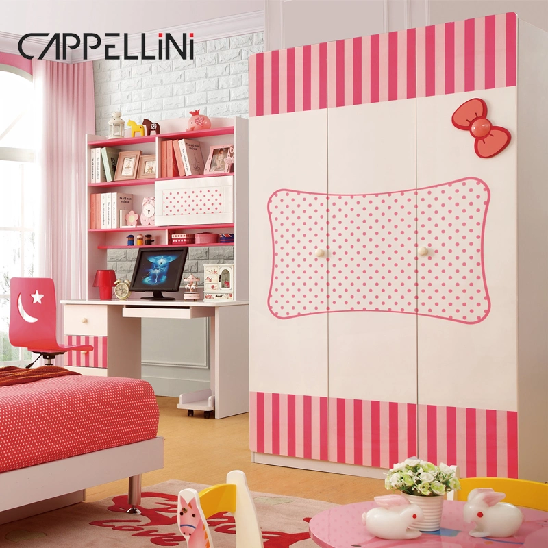 Modern Girl Lovely Design Home Wooden Children Bed Desk Bookcase Wardrobe Bedroom Sets Kids Furniture