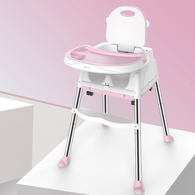 Adjustable Kids Furntirue High Chair with Tray Wheels Baby Dining Chair