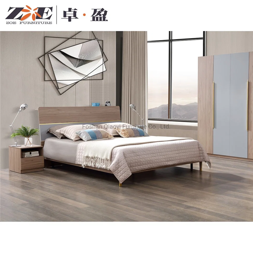 China Wholesale Luxury OEM ODM Design Home Bedroom Wooden Furniture Set King Size Double Bed