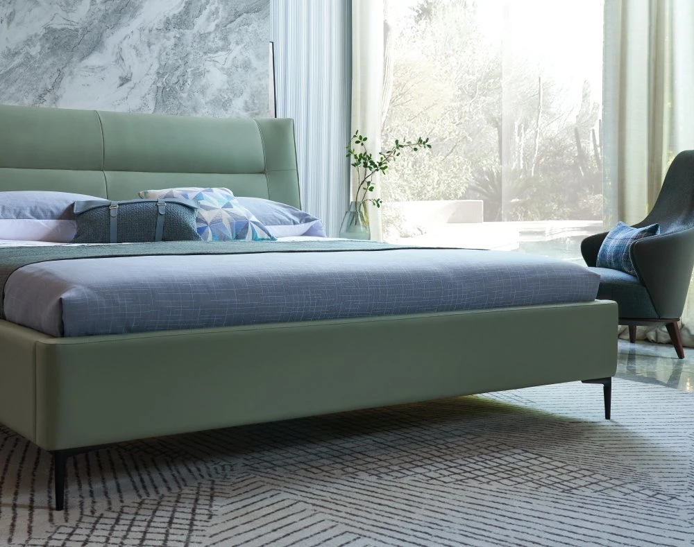 Luxury Steel Wooden Double Bed Frame Velvet High-End Solid Wood Bedroom Furniture