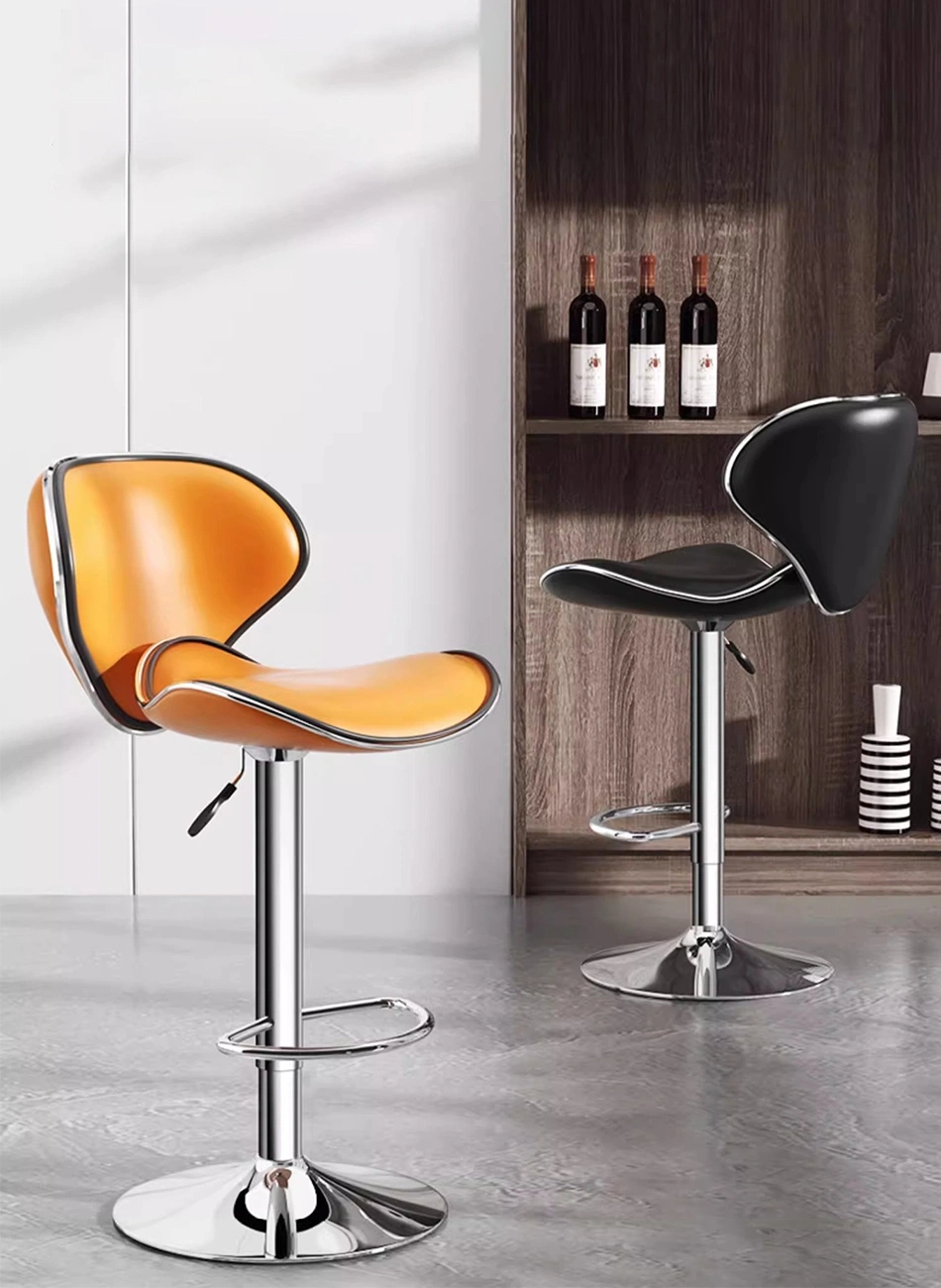 Modern Luxury Adjustable High Back PU Leather Swivel Counter Bar Stool High Chair