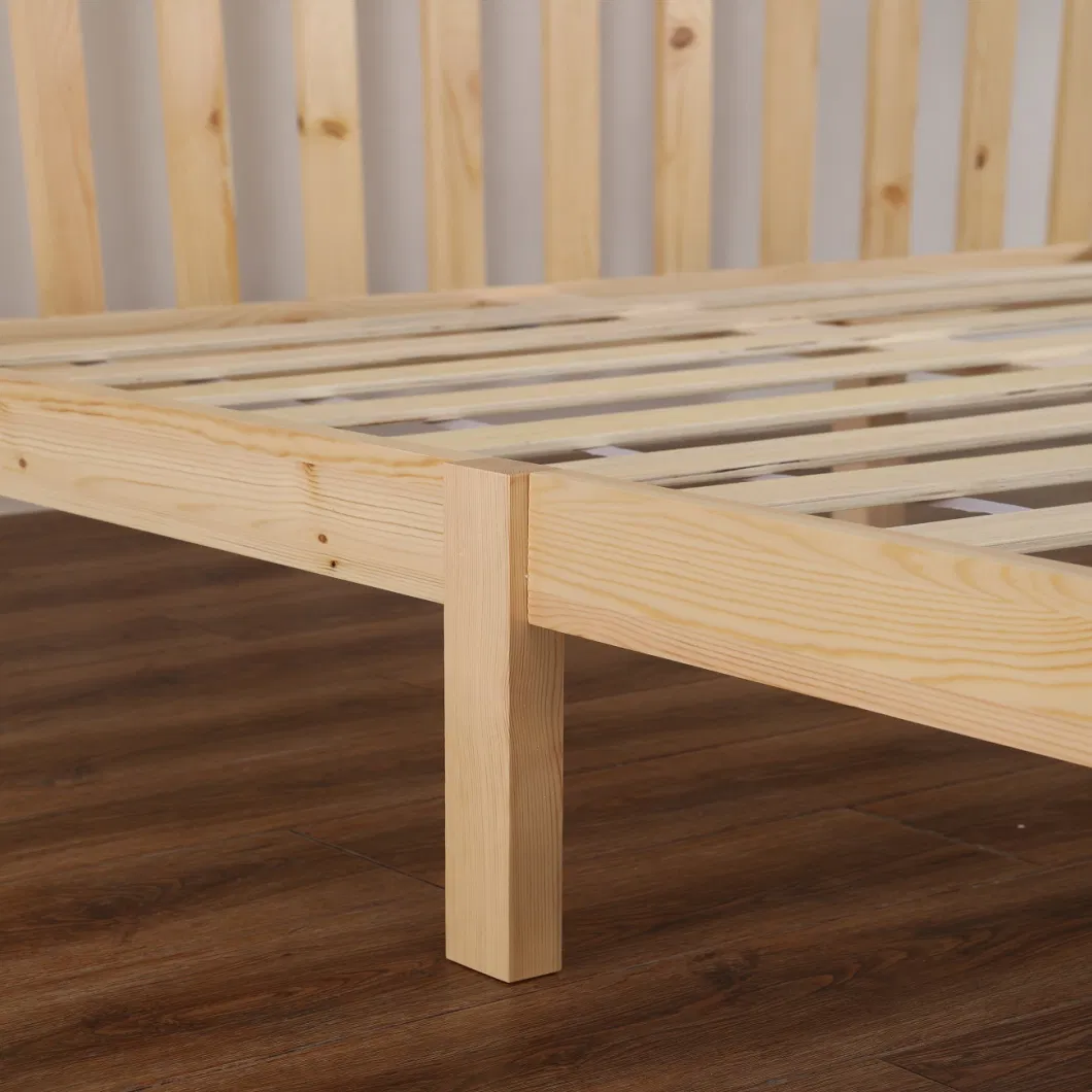Home Bedroom Furniture Manufacturer Factory Wholesale Furniture of Kd Pine Solid Wood Bed Varnish Children Full/Double