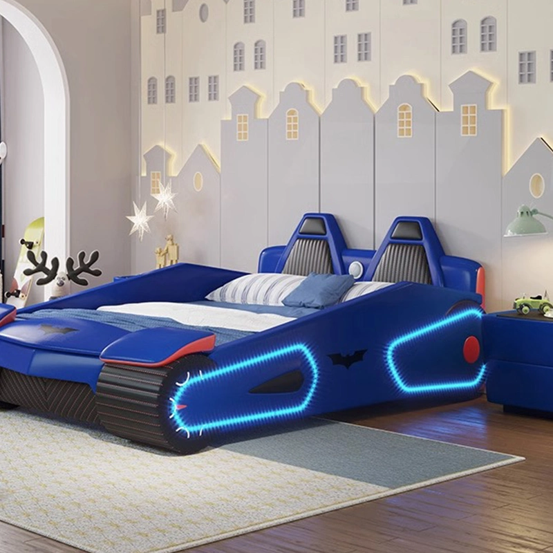 Bat Car Beds Bedroom Furniture The Man LED Light Child Race Car Bed Kids Beds with Music