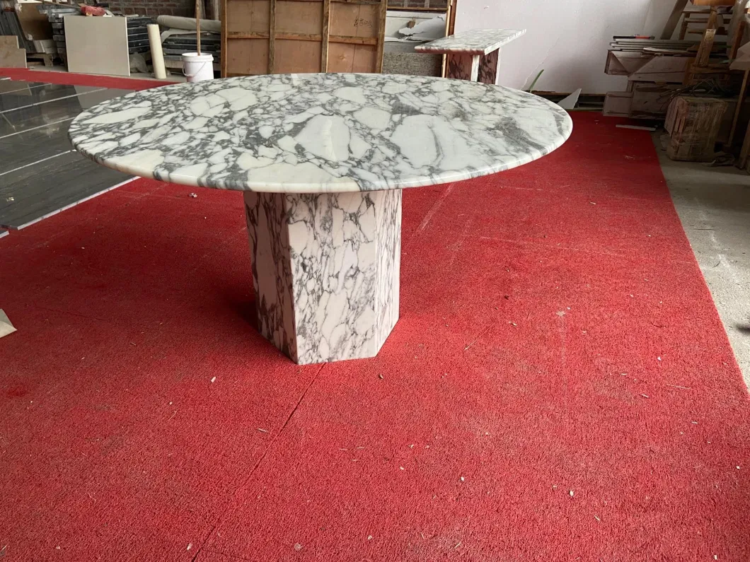 Round/Square/Oval Italy Arabescato White Marble Dining/Coffee Table/Side Table/Console Table/End Table for Hotel Home Restaurant Living Room Stone Furniture