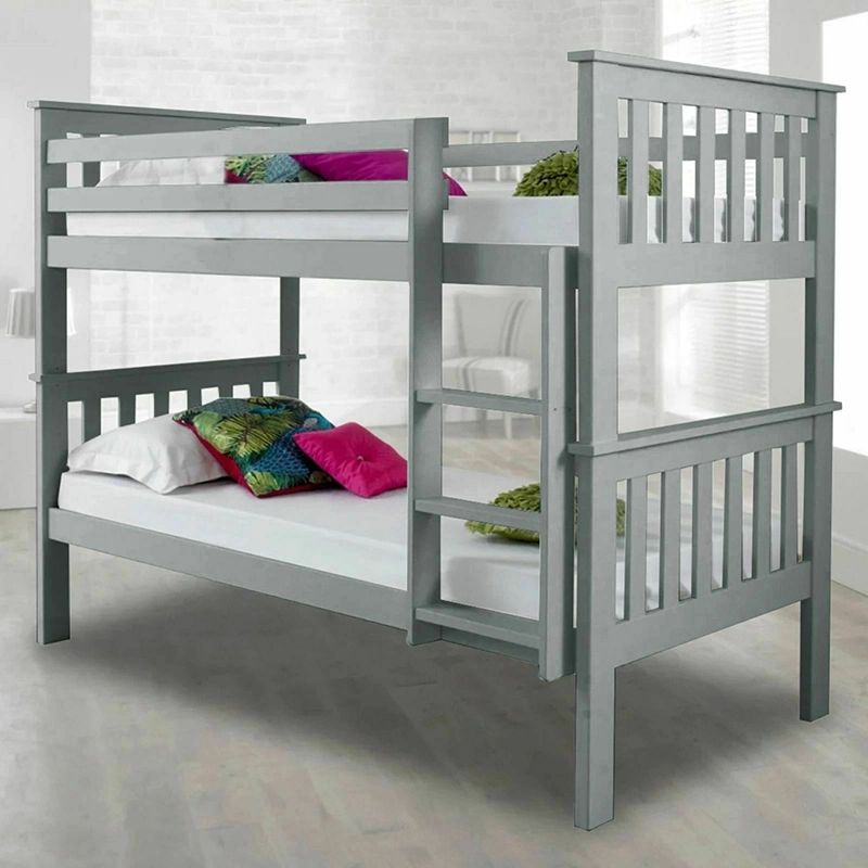 Chidren Kids Adults Modern Home School Apartment White Grey MDF Solid Wood Pine Bed Separated Into 2 Single Bed Bedroom Furniture Bed Furniture