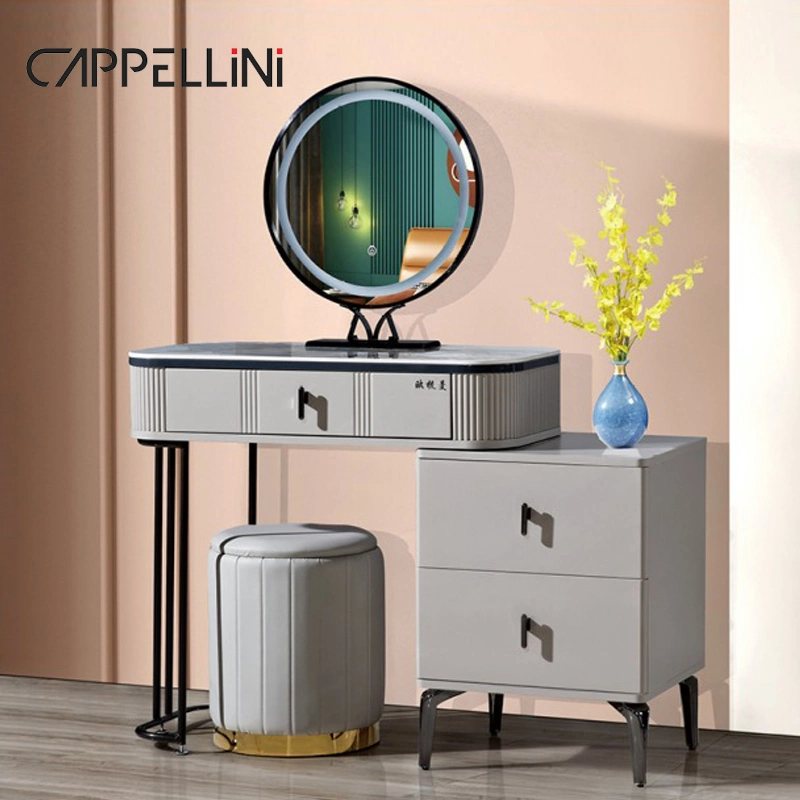High Quality Modern Luxury Makeup Vanity Desk Set with Mirror Drawer Wooden Dressing Table Bedroom Furniture Dresser