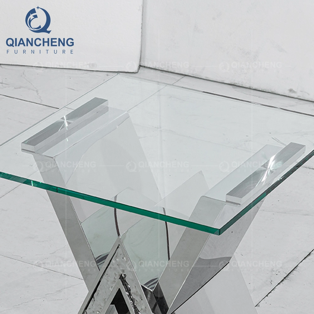 Guangdong Furniture Manufacture Silver Mirrored Corner Side Living Room Table