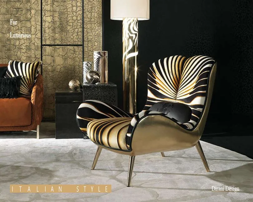 Lounge Living Room Furniture Italian Luxury Velvet Fabric Modern Design High Back Accent Chair Armchair