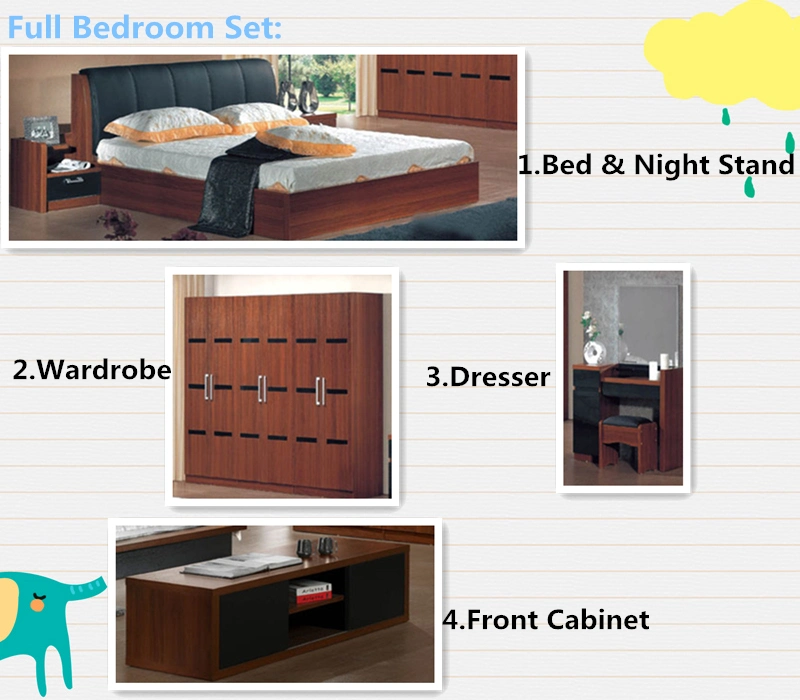 Modern Home Double Bed Laminated Living Bedroom Furniture (UL-L8807)