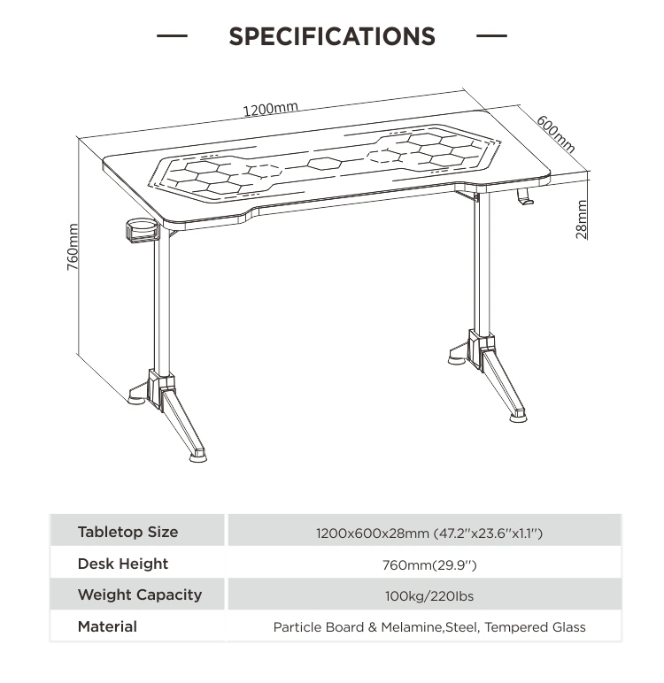 Wholesale Computer Gaming Standing Desk with RGB Lighting and Drink Holder