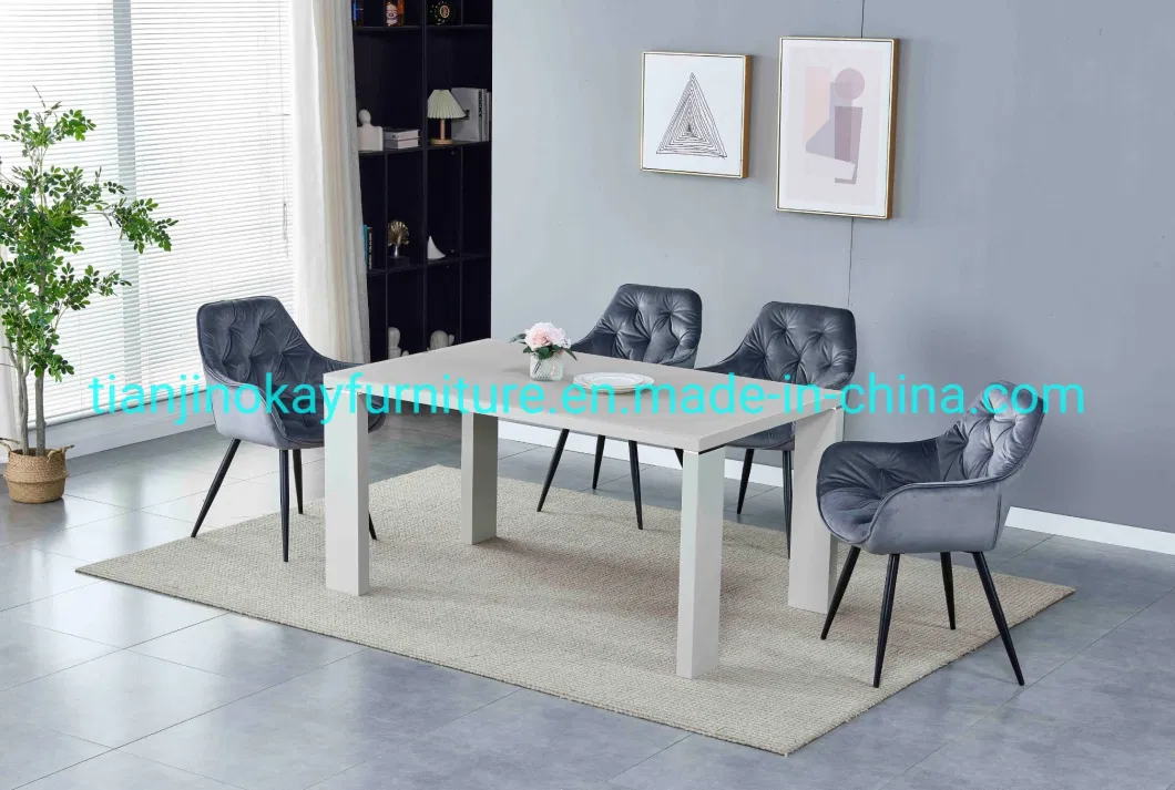 Luxury Nordic Design Dining Furniture MDF Painting with Super White Glass