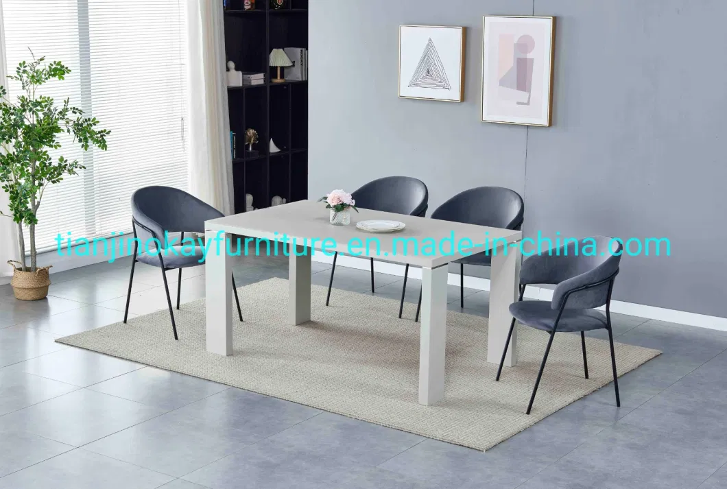 Luxury Nordic Design Dining Furniture MDF Painting with Super White Glass
