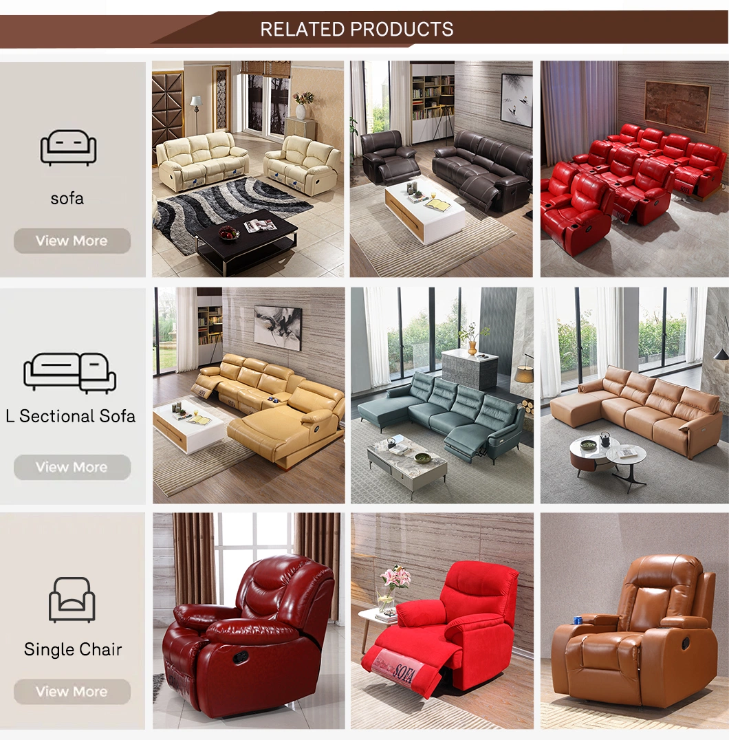 Factory Wholesale Italian Design Living Room Theater Leather Sofa Set Recliner Sofa