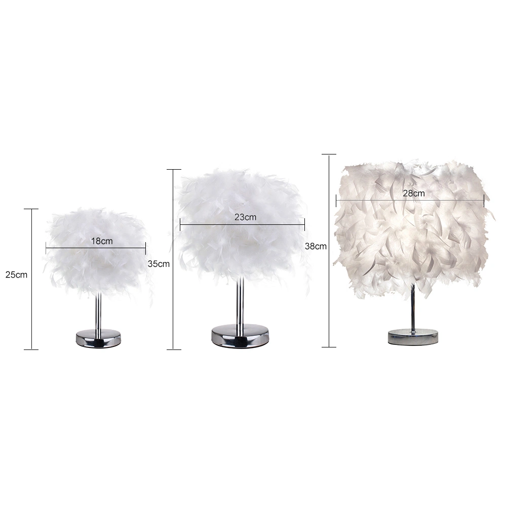 E27 Bedside Table LED Lamp Feather Romantic Feather Table Lamp (WH-MTB-56)