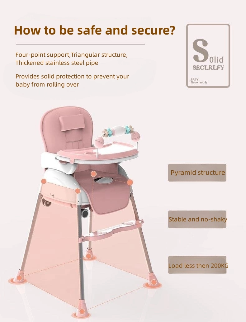 Baby Dining Chair, Folding Multifunctional Kid&prime;s Feeding Chair, Portable Baby High Chair