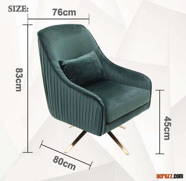 Stainless Steel Swivel Velvet Upholstery Chair Accent Chairs Lounge Leisure Armchair for Living Room Furniture