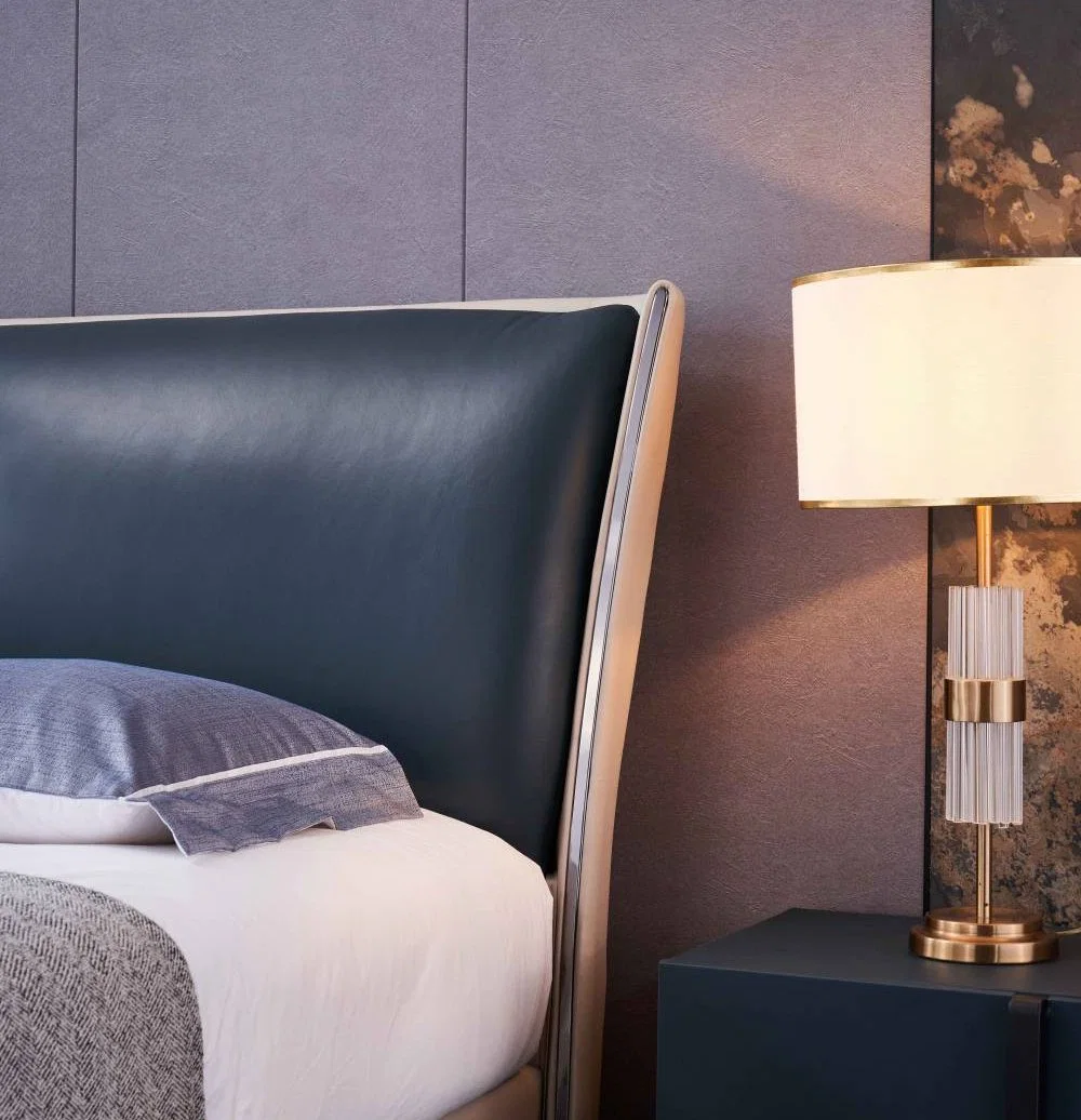 Modern Super Soft Feeling Bed Sets Genuine Leather Hotel Wall Bed King Size Bed for Bedroom Furniture