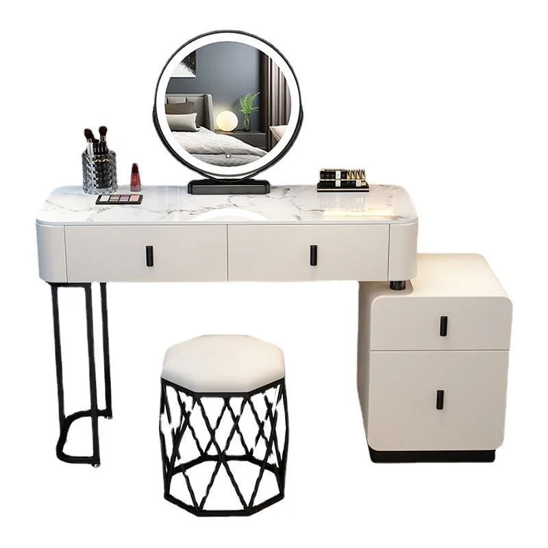 Hot Sale White Corner Dressing Table Makeup Table Vanity Table with Stool and Mirror Bedroom Furniture