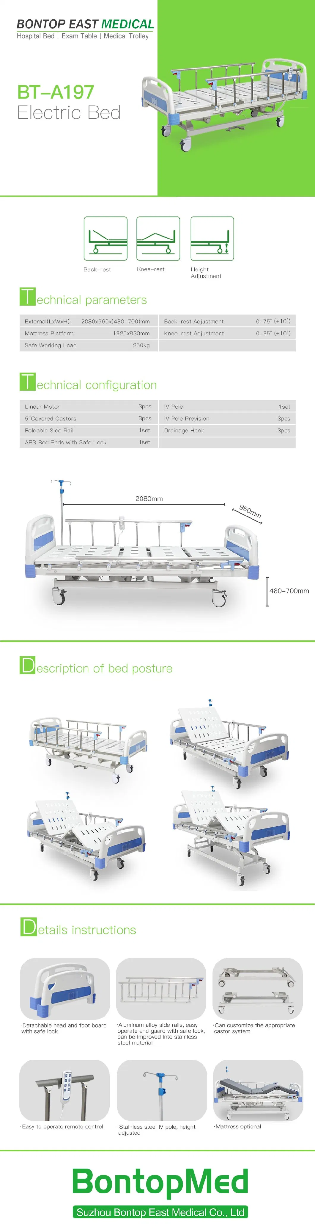 Three Function Electric Medical Bed Electrical Hospital Bed