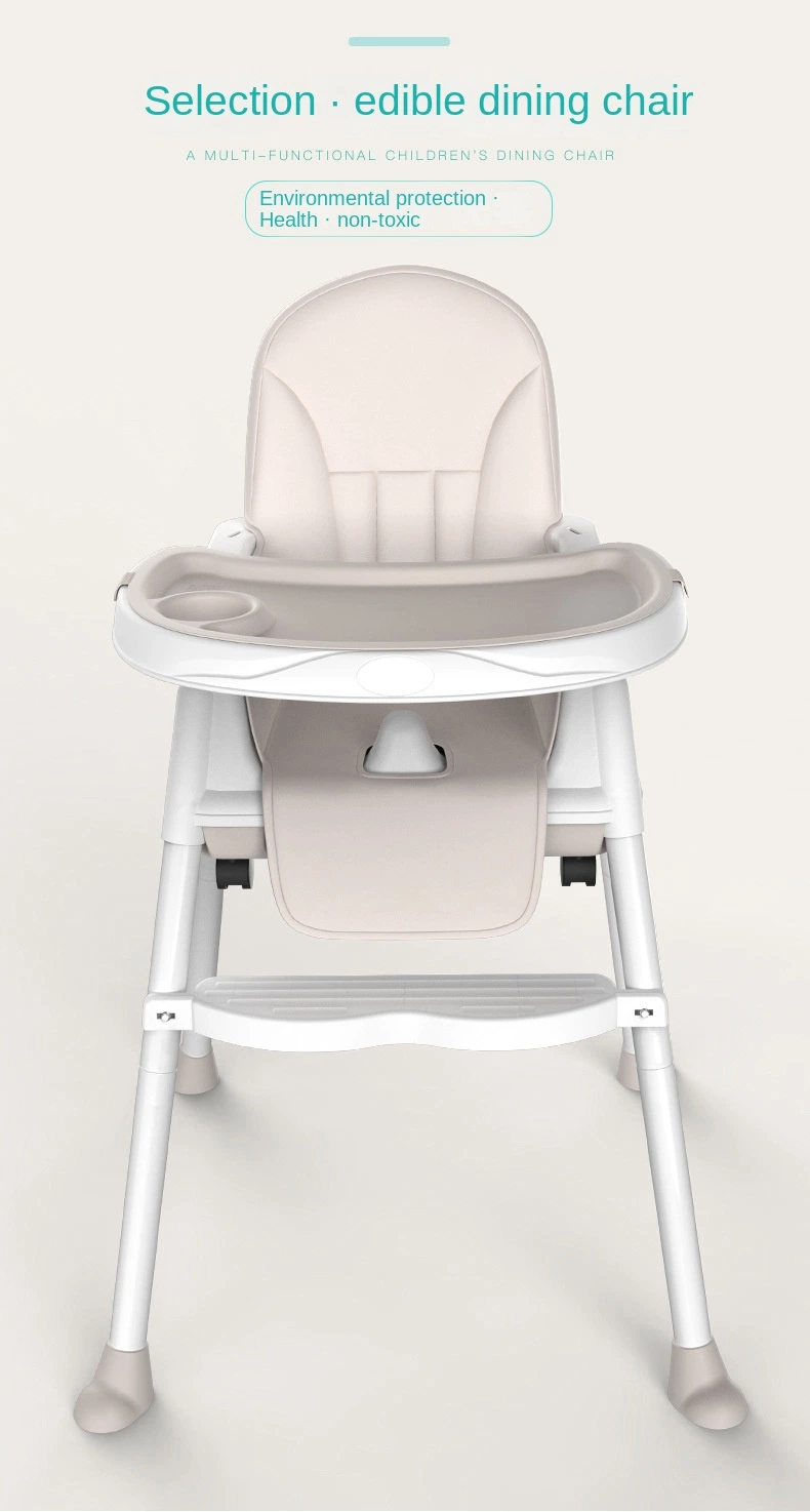 Adjustable Kids Furntirue High Chair with Tray Wheels Baby Dining Chair