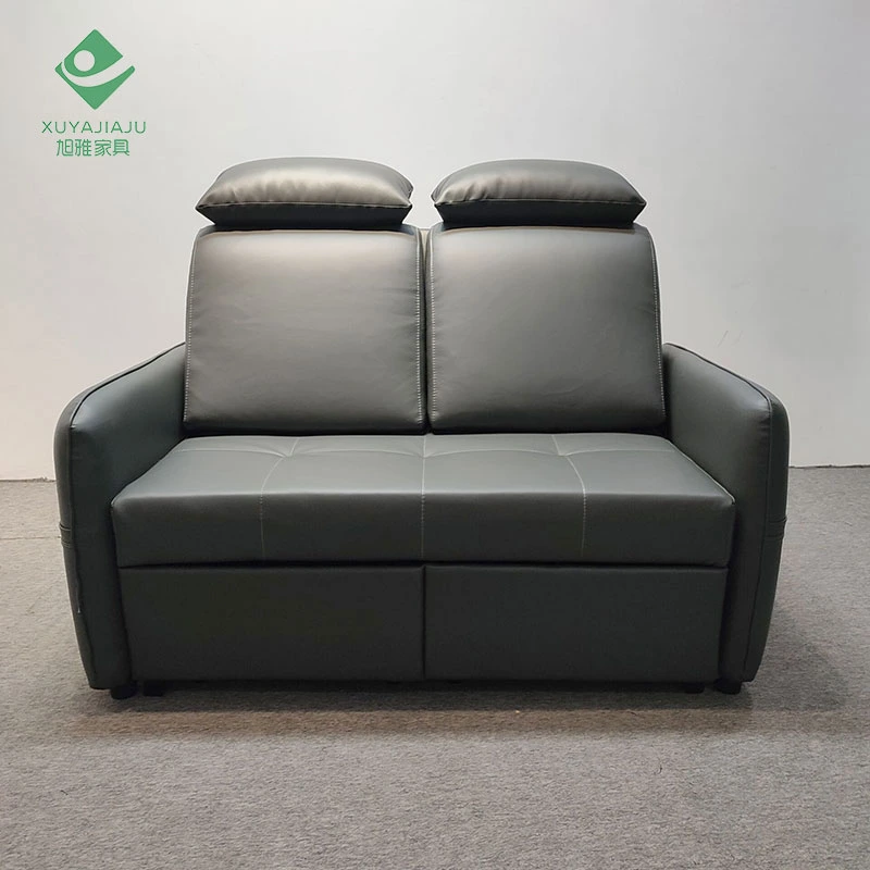 2 Seat Black Synthetic Leather Elegant and Stylish Fold out Sofa Beds for Small Spaces