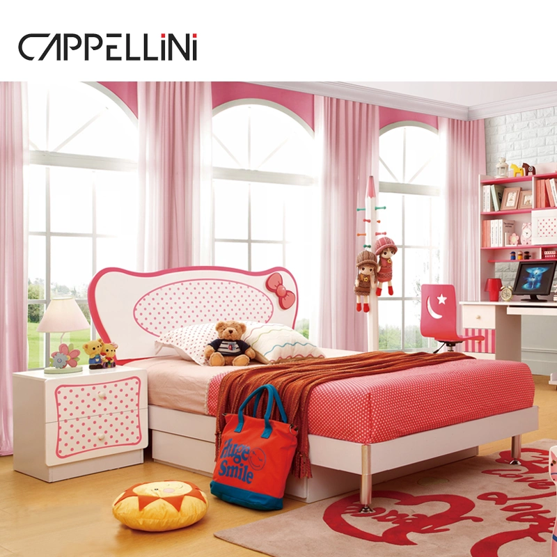Modern Girl Lovely Design Home Wooden Children Bed Desk Bookcase Wardrobe Bedroom Sets Kids Furniture