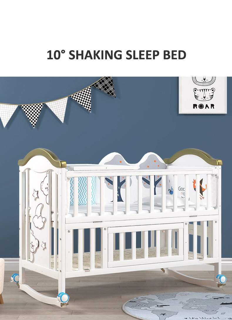 Smooth Lines Baby Bed Solid Pine Wood Kids Bedroom Furniture