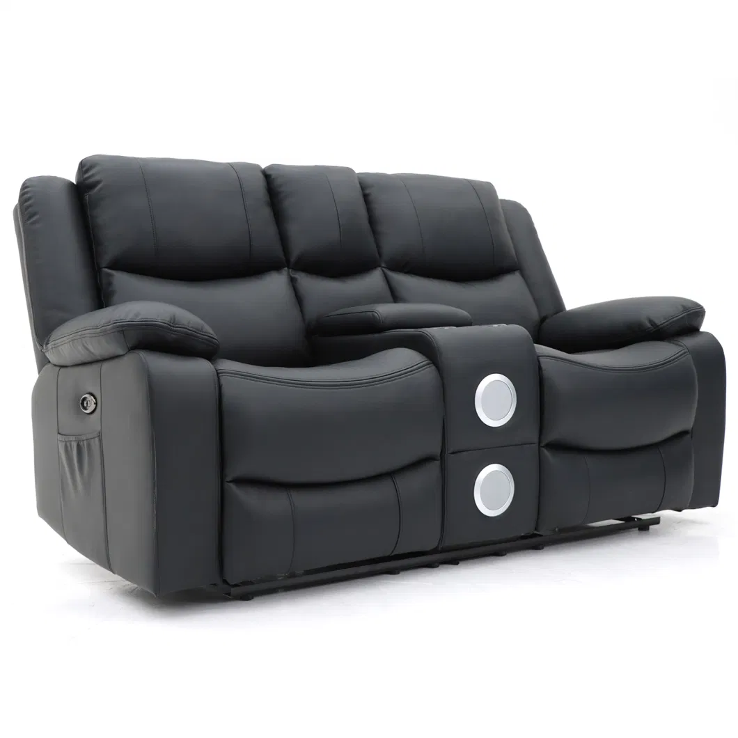 Geeksofa 3+2+1 Modern Air Leather Power Motion Recliner Sofa Set with Console and Bluetooth Speakers for Living Room Furniture