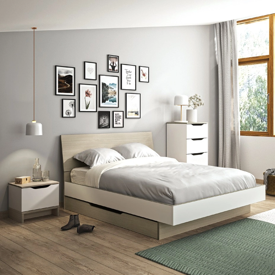 Wholesale Nordic Style Bedroom Furniture with Storage Bed Dressing Table and Wardrobe