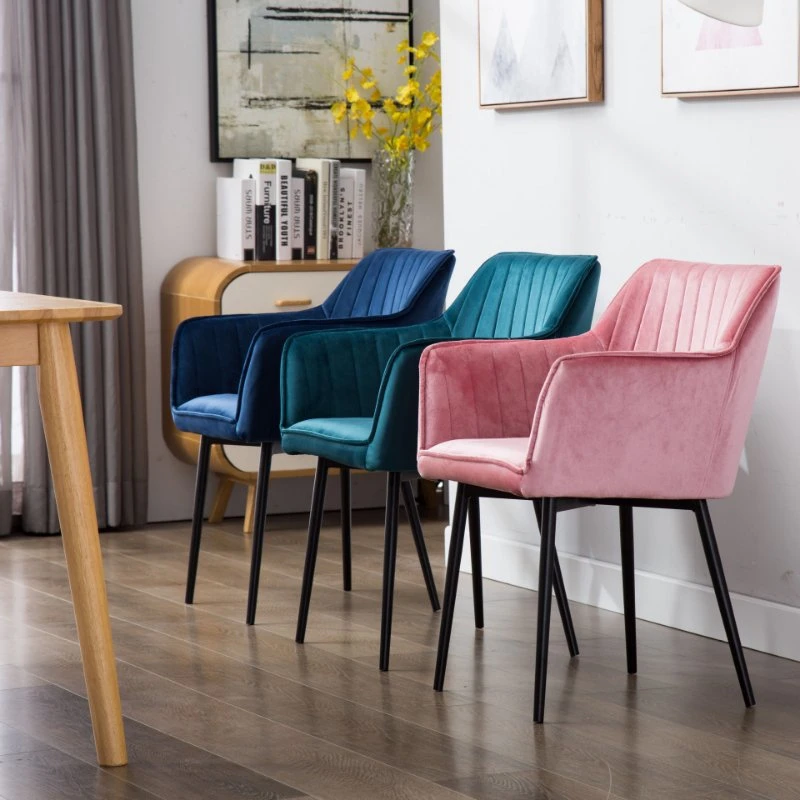 Colorful Beauty Modern Design Light Luxury Restaurant Living Room Bedroom Furniture Home Hotel Velvet Garden Arm Dining Chair