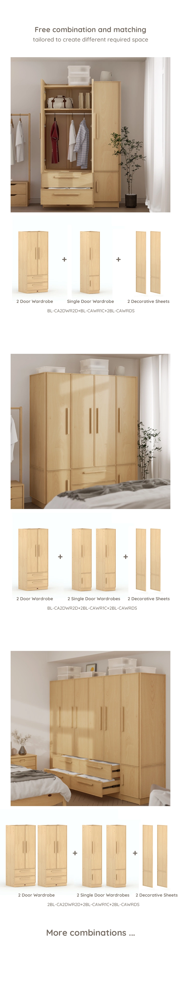 Boori Small Size Single Door Wooden Storage Wardrobe Cabinet Clothes Organizer