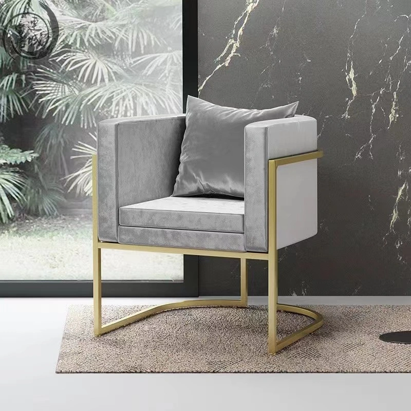 Living Room Single Sofa Gold Modern Balcony Bedroom Hotel Negotiating Fabric Chair