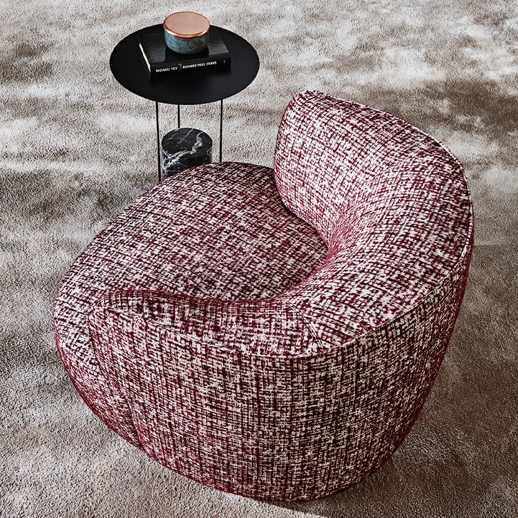 Home Furniture Rounded Shape Fabric Removable Cover Swivel Armchair