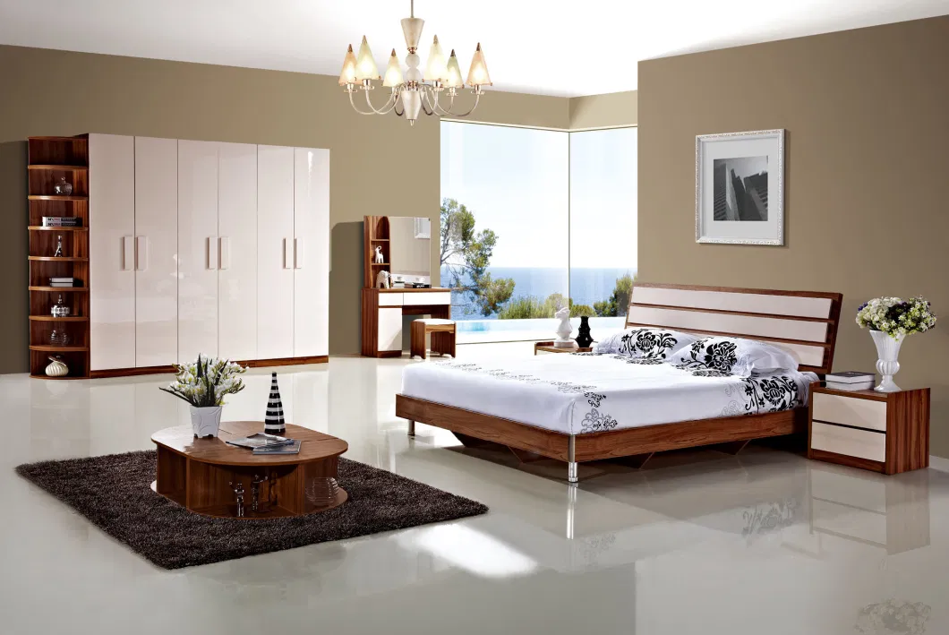 Cheap Popular Modern Luxury Wooden Beds King Size Furniture Bedroom Set