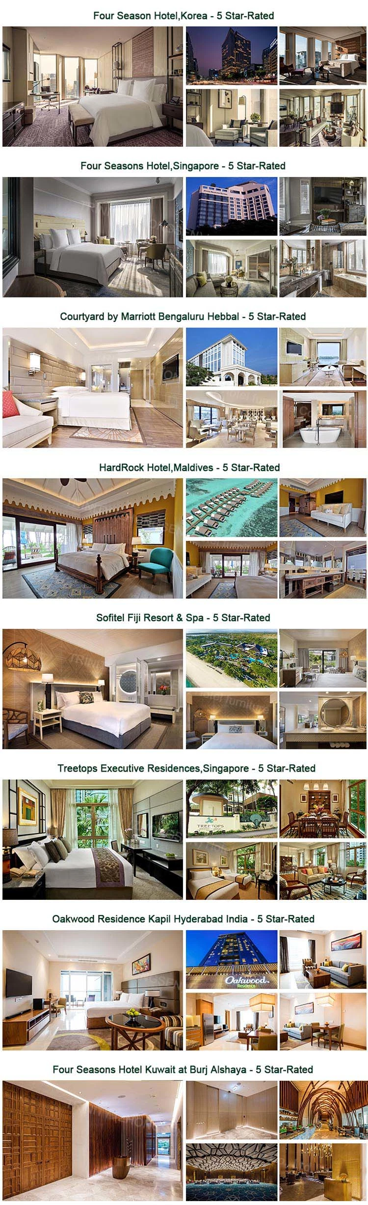 Customized 5 Star Dubai Hilton Project Modern Hospitality Bed Room Design Luxury Hotel Bedroom Furniture Set