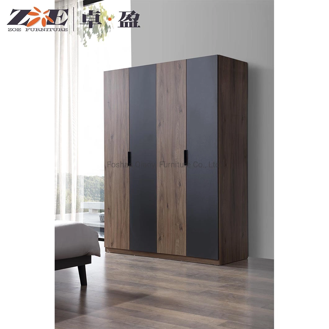 Italian Wood Grain Modern Queen Size Home Furniture Luxury Royal Mirrored King Bedroom Set Furniture