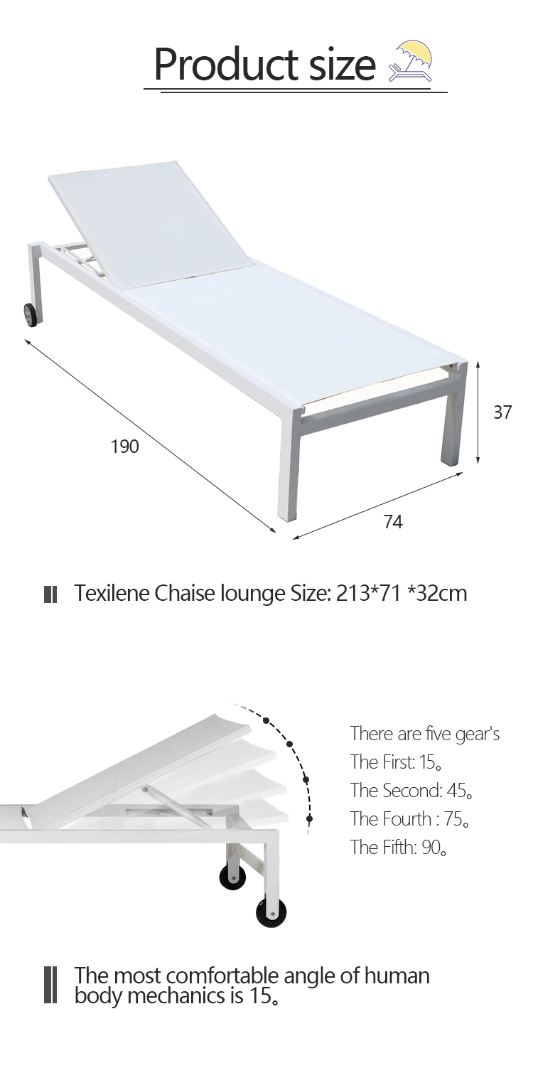 Outdoor Aluminum Chaise Lounge Small Ergonomic Patio Poolside Sun Lounger Chairs