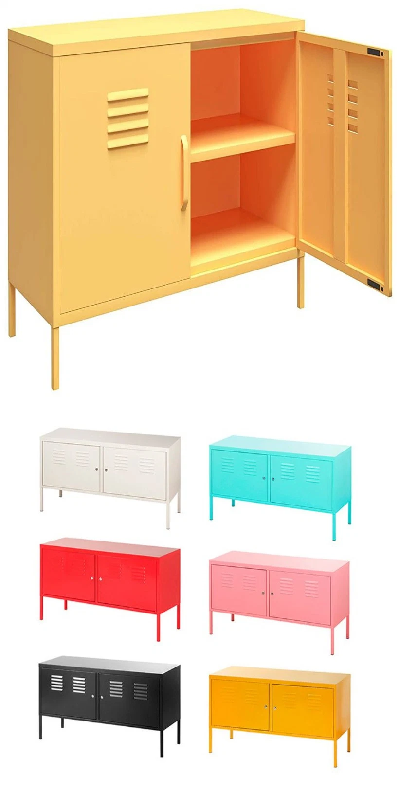 Modern Furniture Yellow Small Size Metal TV Stand for Apartment