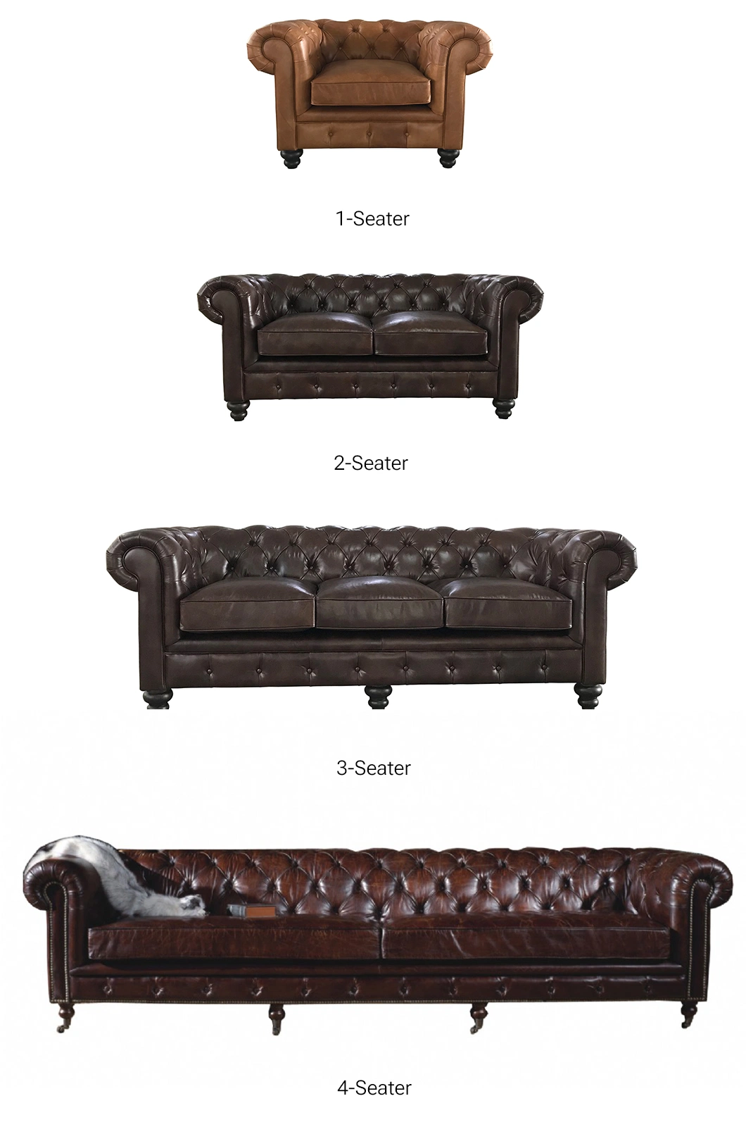 Luxury Living Room Hotel Home Furniture Office Couch Wooden Frame Antique Handmade Classic Style Chesterfield Genuine Leather Sofa