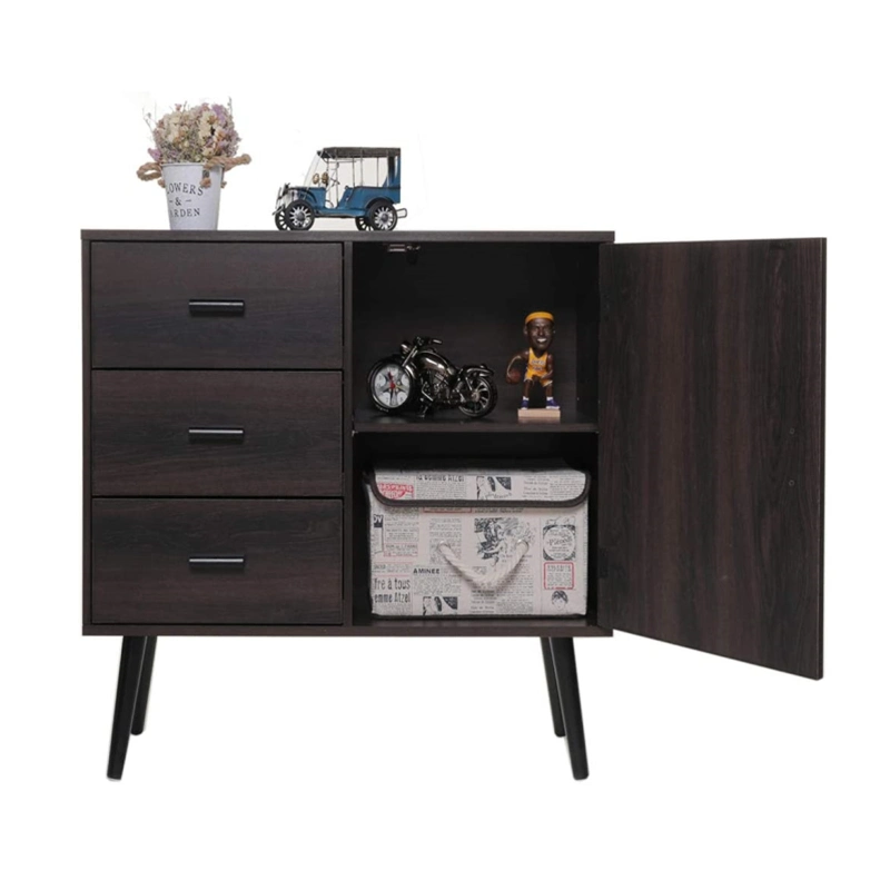 MID-Century Retro Style Home Bedroom Kitchen Dark Oak Freestanding Storage Cabinet 0237