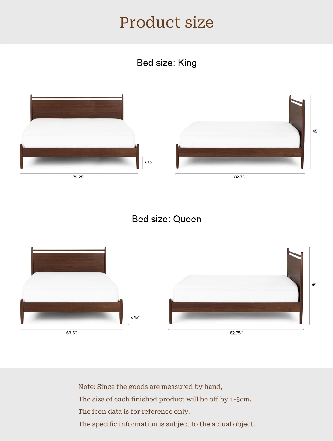 Customized Minimalist Style Wooden Bedroom Home Furniture for Solid Wood King/Queen Size Beds